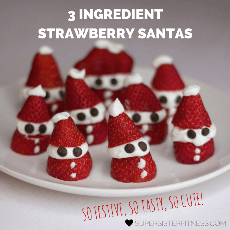 Healthy Christmas Recipes - 3 Ingredient Strawberry Santas