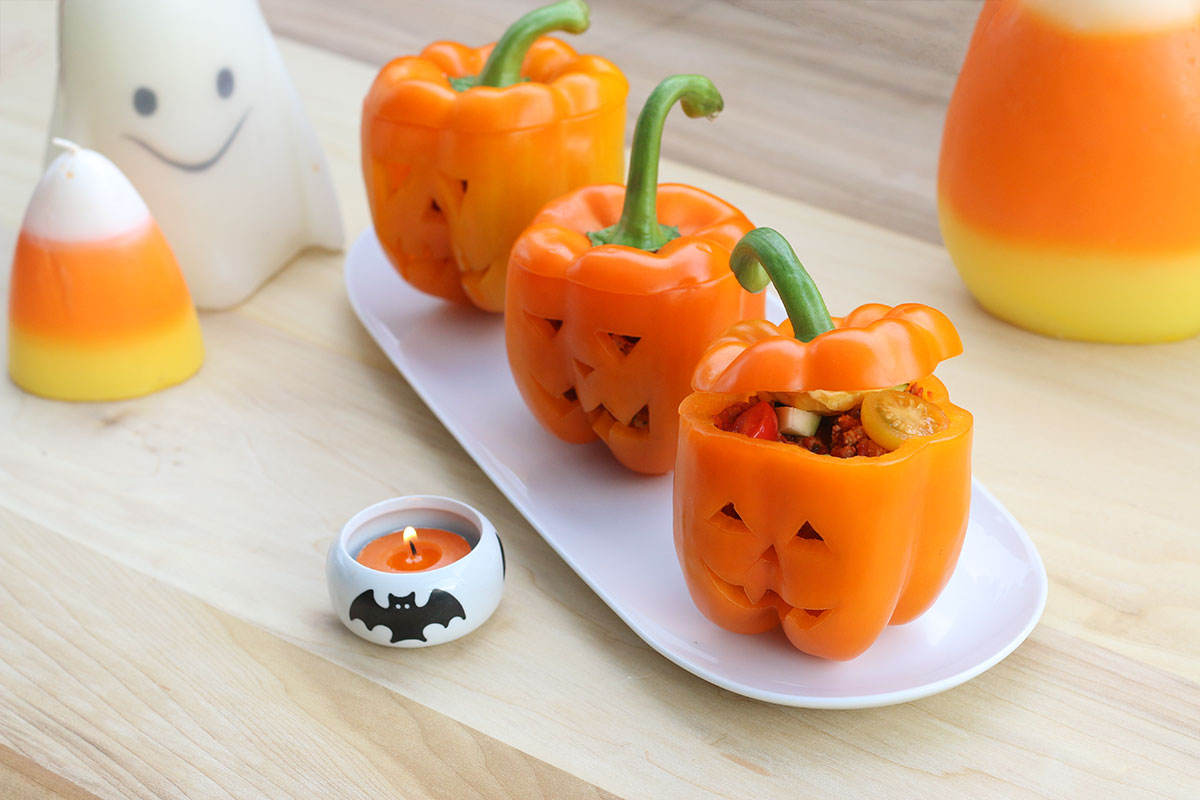 Healthy Halloween Recipes Spooky Stuffed Jack O Lantern Bell Peppers