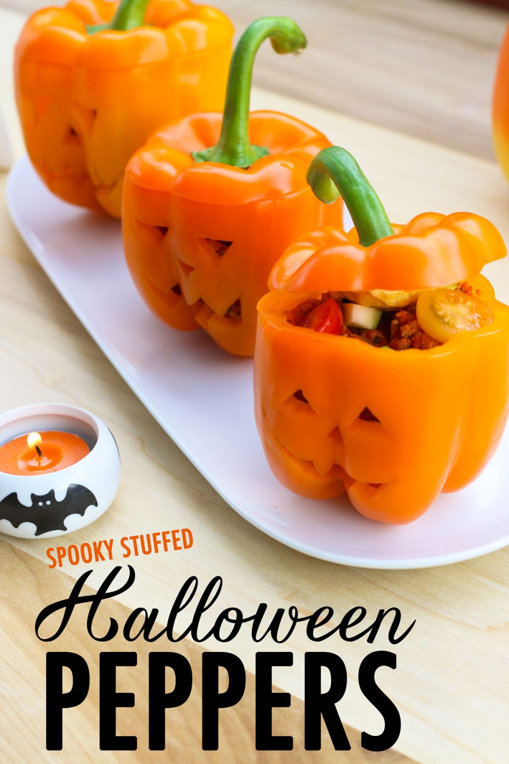 Healthy Halloween Recipes Spooky Stuffed JackOLantern Bell Peppers